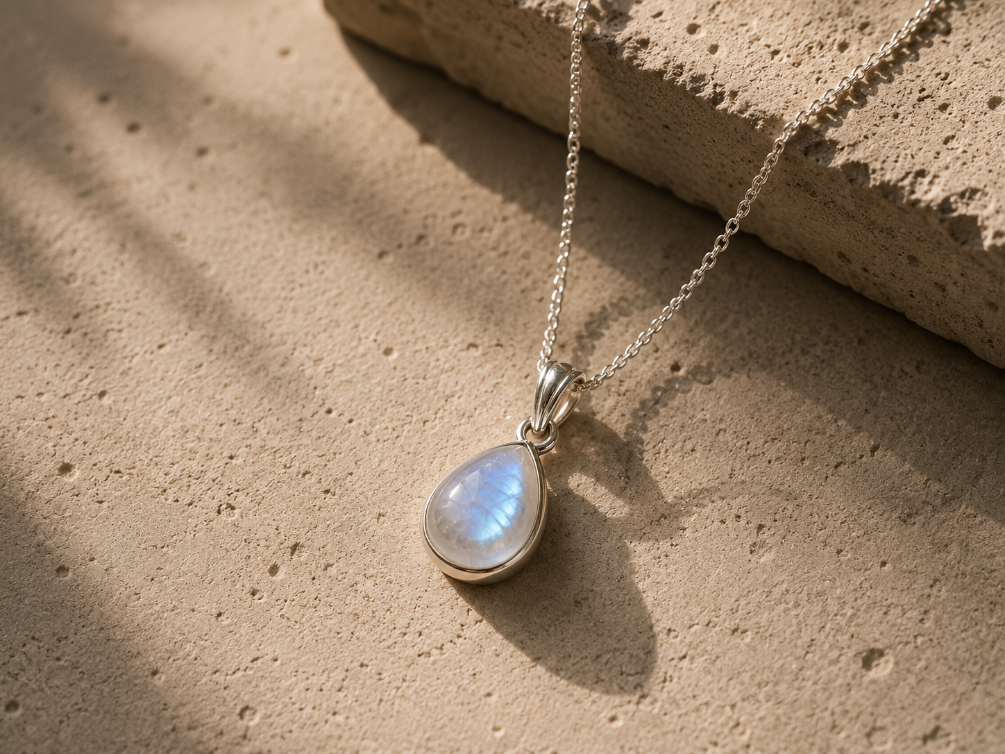Pendentif artisanal en argent sterling avec pierre de lune